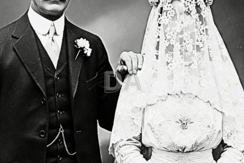 Uma foto de estúdio de 1912 mostra uma noiva. Ao darem um zoom no véu dela, descobrem uma verdade chocante.
