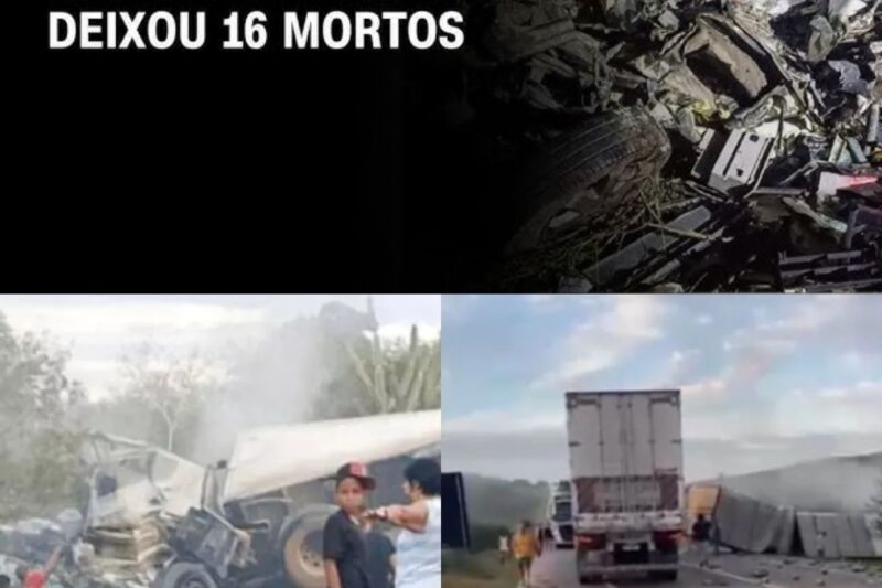 Acidente entre van e caminhão deixa 16 mortos na BR-116, na Bahia